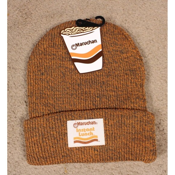 Maruchan Instant Lunch Logo Beanie Ramen Noodle Hat (One Sz) Orange Heather NWT - Picture 1 of 9
